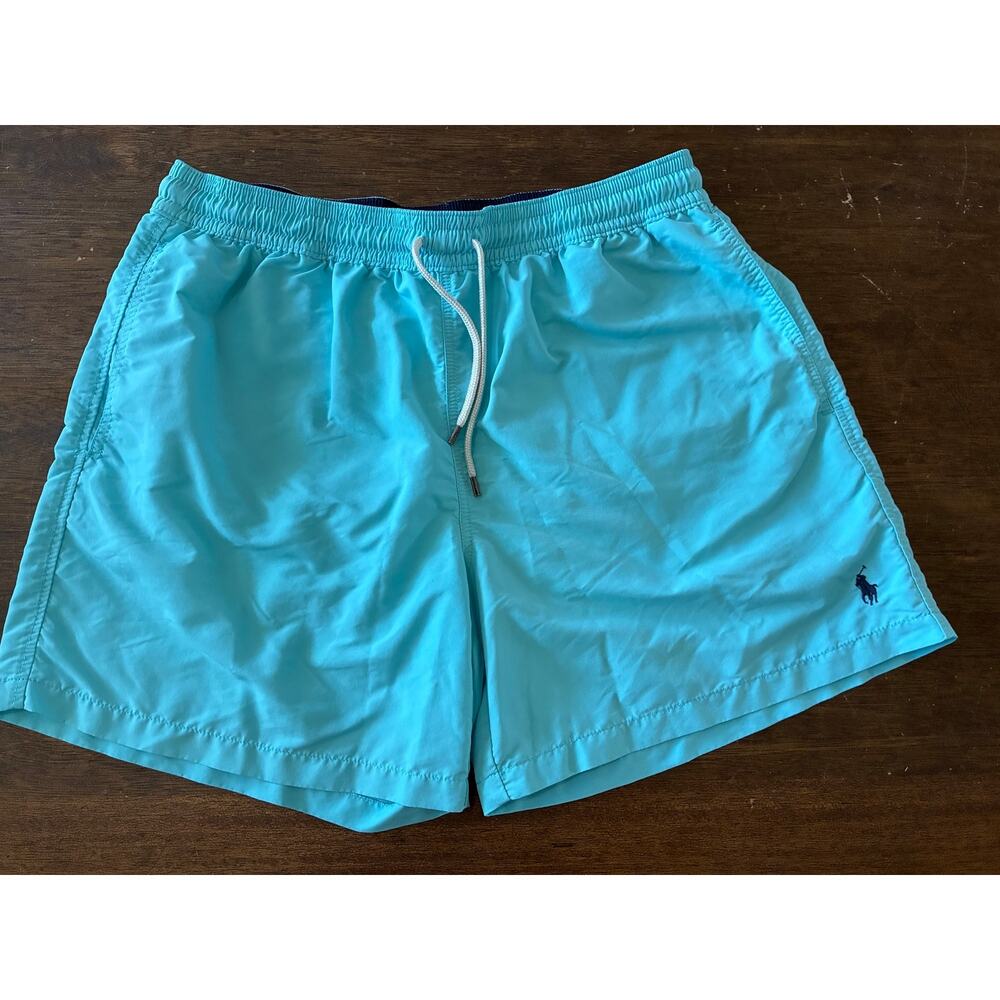 Polo Ralph Lauren Mens XL Teal Swim Trunks Shorts Mesh Lined Pony Logo 5 In